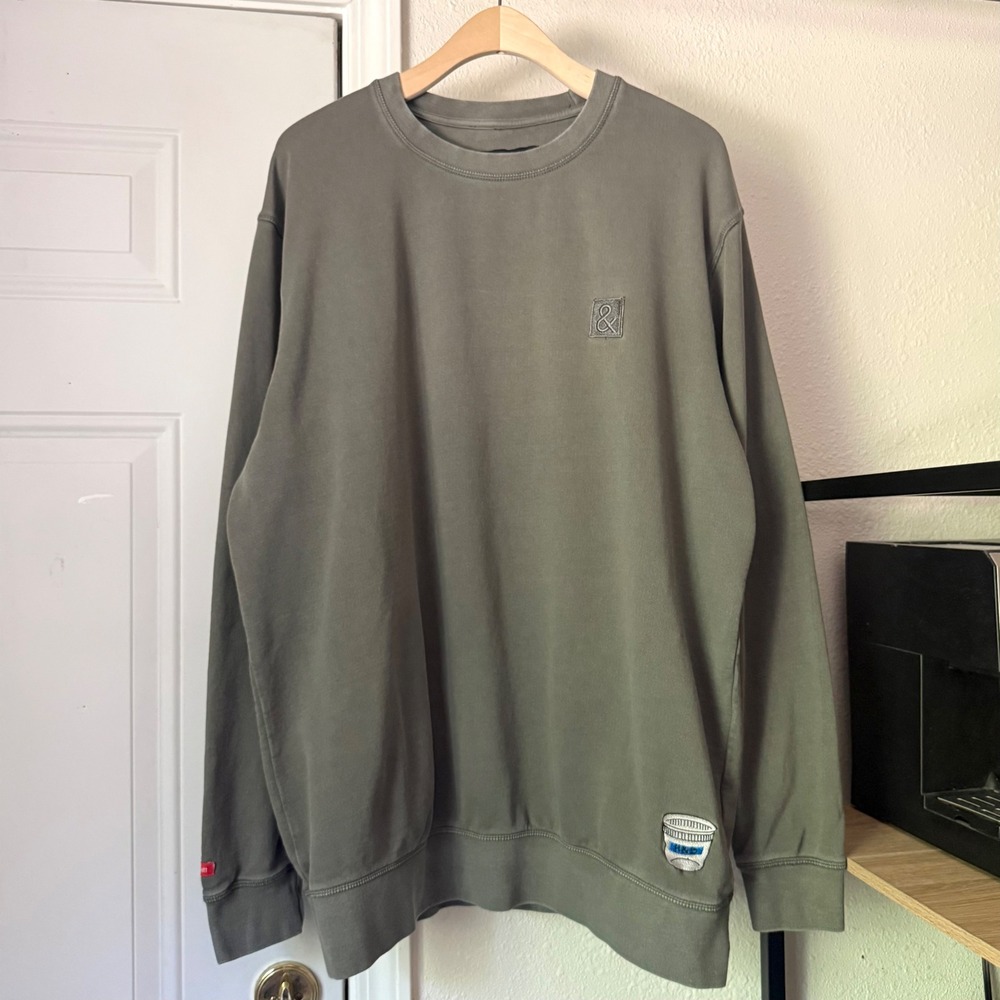 HEDLEY & BENNETT grey patch crew neck pullover cotton oversized sweater